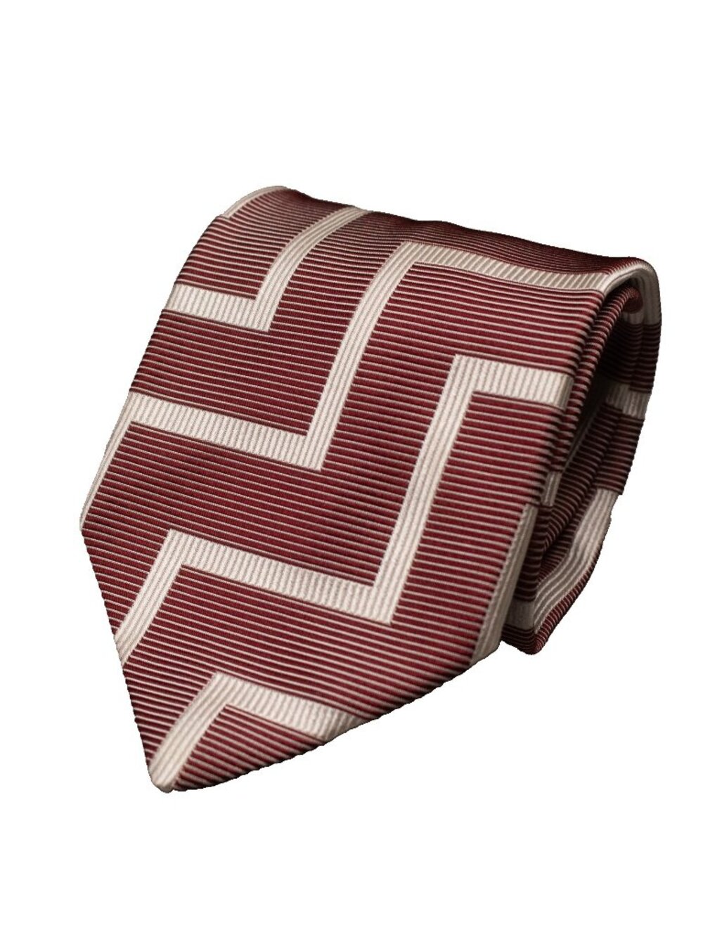 Hugo Boss Baldessarini Tie 100% Silk Made in Italy Geometric Brown 3.5"